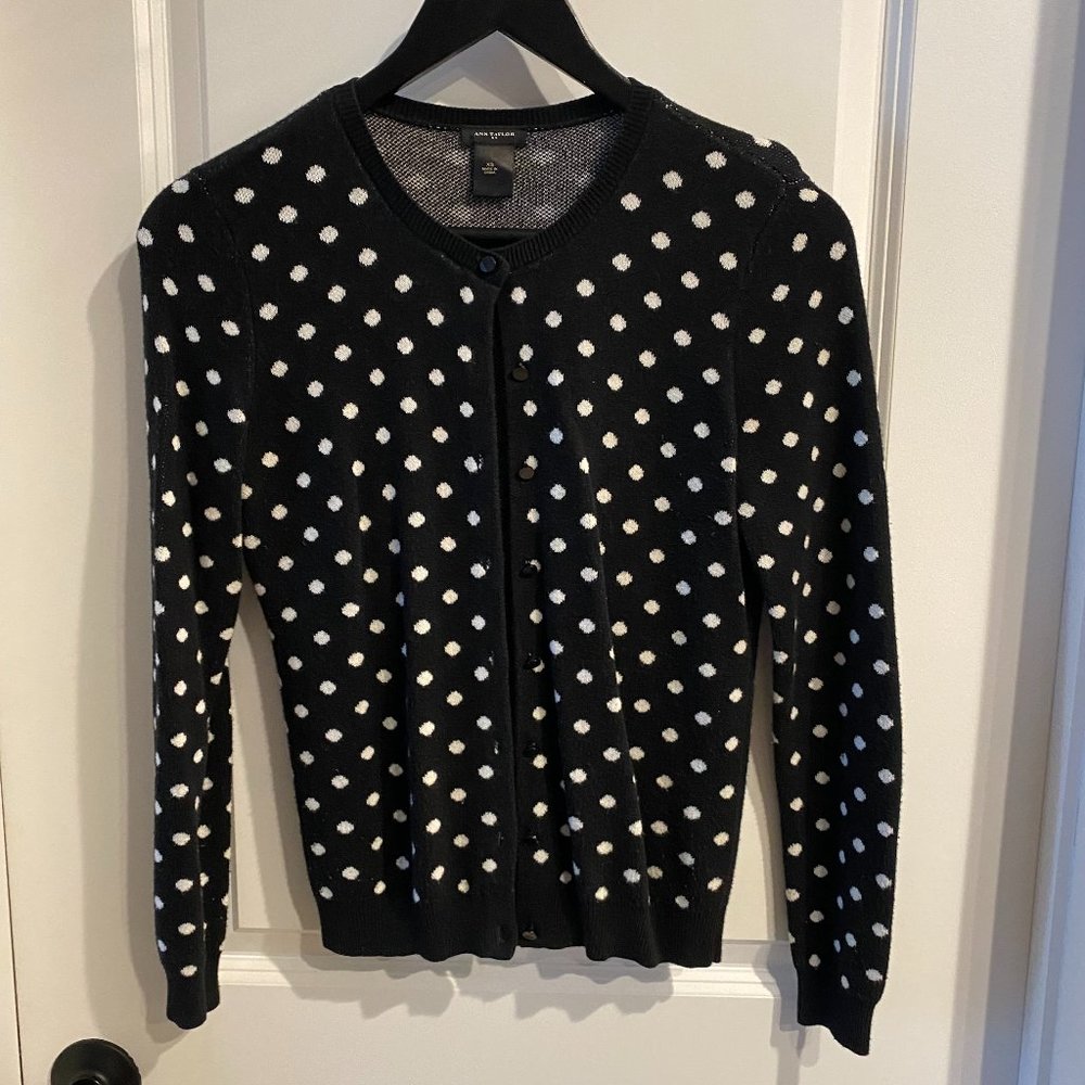 Ann Taylor | Black & White Polka Dot Cardigan